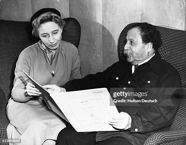 Conductor Pierre Monteux with Belgian soprano Suzanne Danco at rehearsals, February 11, 1953.