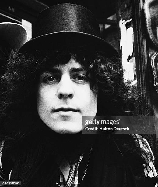 Marc Bolan, lead singer of the pop/rock group T-Rex. Marc Bolan, the British singer, guitarist and composer and lead vocalist with the pop/rock group...