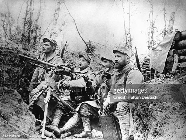 French Hotchkiss Gun Team During World War One