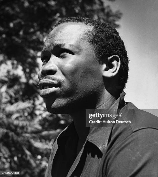 Seretse Khama, exiled chief of Bechuanaland's Bamangwato tribe, 1950. After the country gained independence he became President of the renamed...