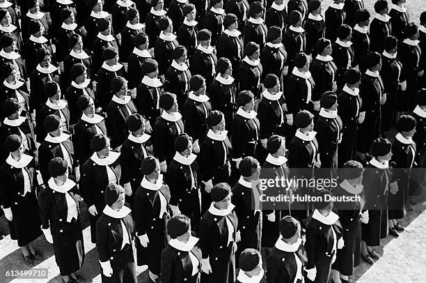 Parade of the Giovani Italiene, a fascist organization for young women. Italy, ca. 1935.