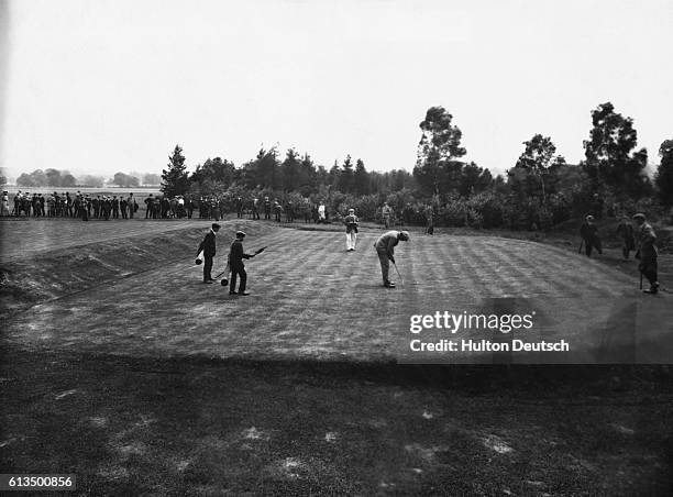 Match Between Braid And Vardon. Braid Playing.