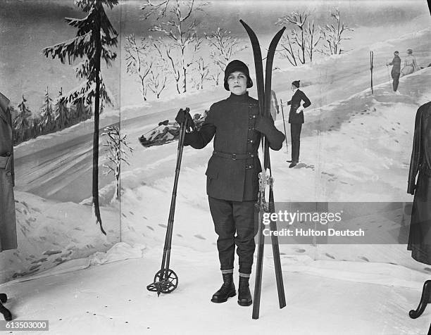 The latest in winter sports costumes for the forthcoming winter games as seen at Burberry's. London.