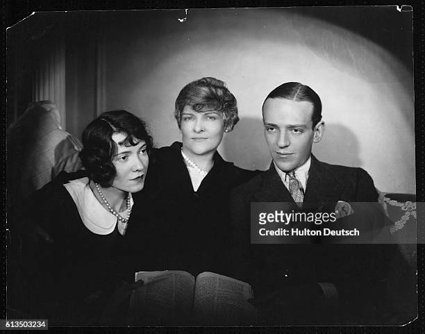 American actors and dancers Adele and Fred Astaire, with their mother, in 1926.