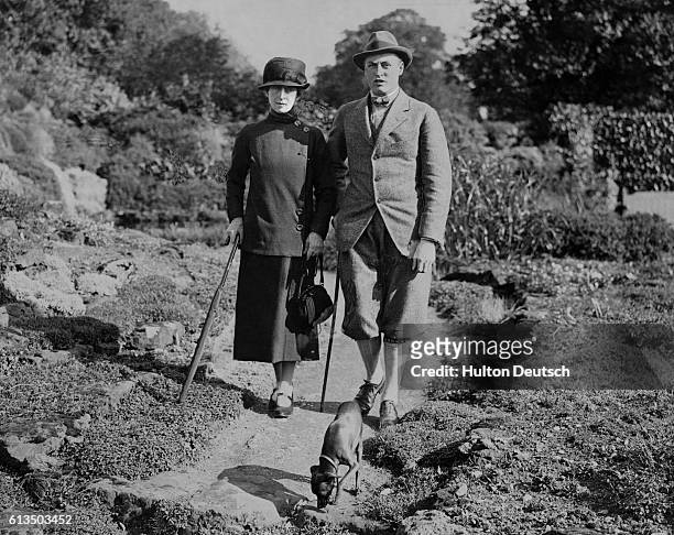 Queen Maud of Norway and her son, Prince Olav are in England and staying at Appleton House, Kings Lynn. The Queen of Norway and Prince Olav walking...