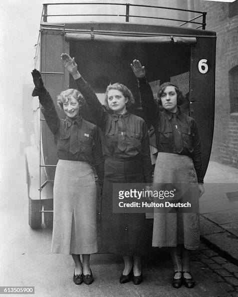 Three female blackshirts, members of the British Union of Fascists ...