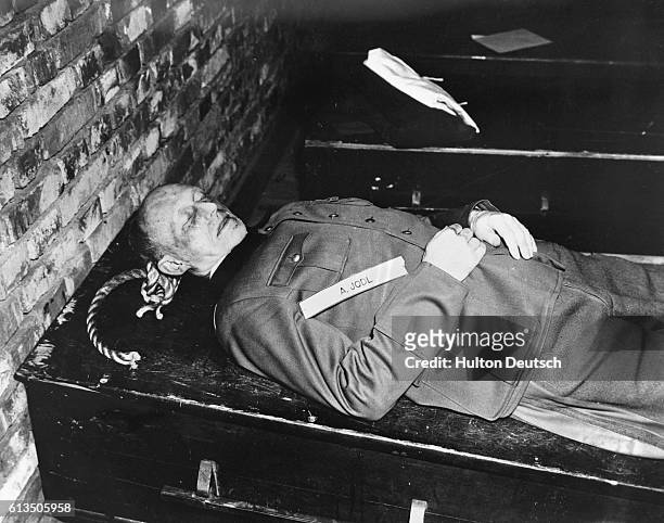 Nazi Alfred Jodi following his execution, Nuremberg, 1946.