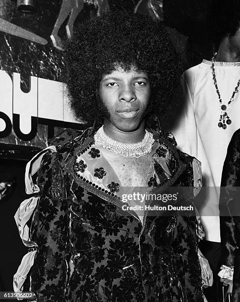 Sly in London. American pop group leader Sly of Sly and the Family Stone, who arrived in London yesterday, pictured at Hatchetts Club, Piccadilly,...