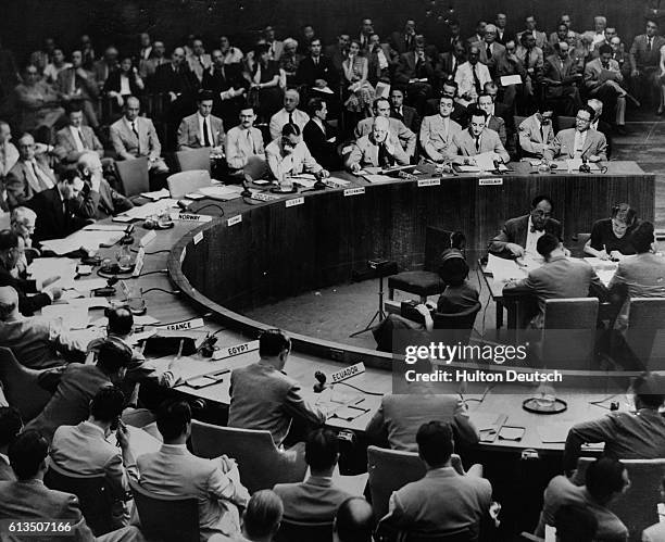 The United Nations Security Council meets regarding the invasion of South Korea by northern Communist forces. The Soviet Union's delegation boycotted...