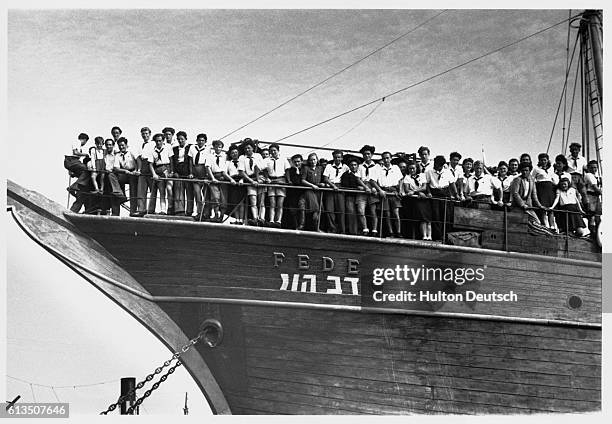 Two ships carrying 1,014 Jewish refugees and survivors, after appealing to President Truman and being detained in Italy, finally arrives in Haifa....