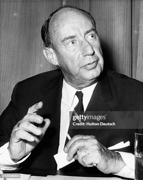 The Democrat politician Adlai Stevenson, leader of the American delegation to the United Nations, during a 1964 visit to London.