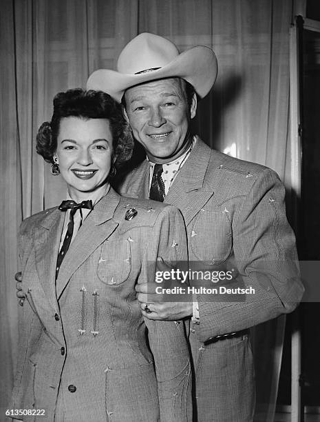 Actor Roy Rogers and his wife, actress Dale Evans, in London, 1954.