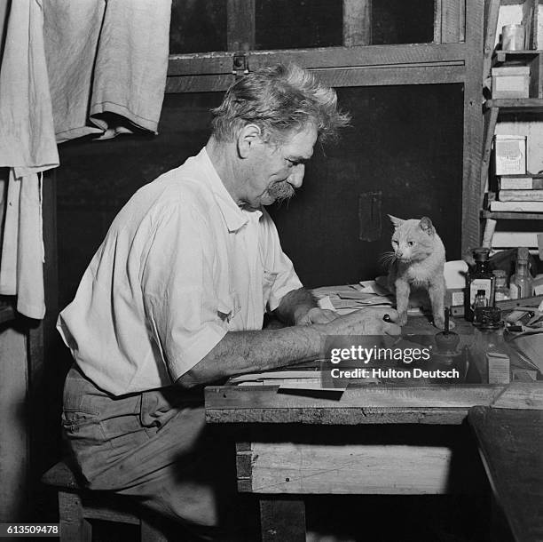 Albert Schweitzer Writing at a Desk