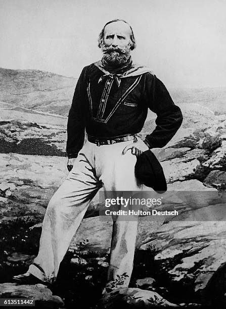Italian Patriot Giuseppe Garibaldi, the central figure in the story of Italian independence, at Caprera, in 1865