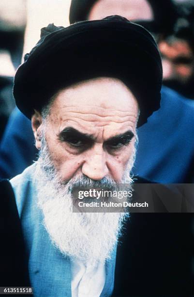 Iranian religious and political leader, Ayatollah Khomeini. Leader of Iran's Islamic revolution, which started after the collapse of Shah's...