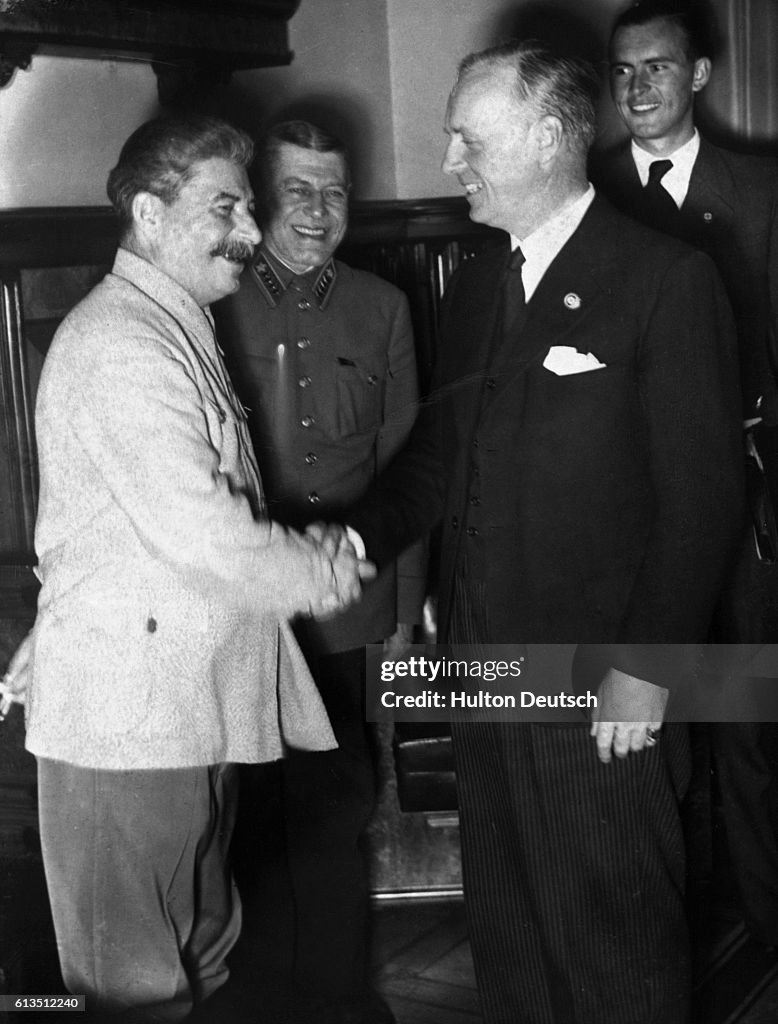 Stalin Ribbentrop Soviet leader, Stalin, and Nazi Germany Foreign Minister, Ribbentrop ...