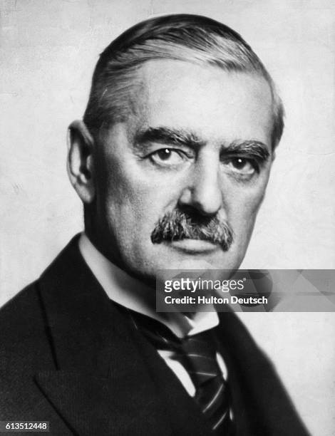 The Conservative Prime Minister Neville Chamberlain in 1938, a few days after his 69th birthday.