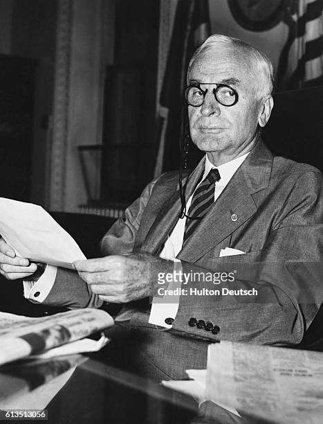 American Secretary of State, Cordell Hull, at work in his office, 1939.