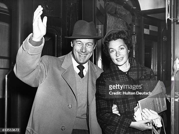 English actor Rex Harrison with his second wife German actress Lili Palmer, 1953.