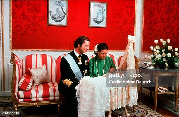 King Carl XVI Gustaf and Queen Silvia of Sweden with Princess Victoria