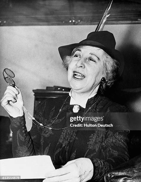 Representative Jeanette Rankin of Montana talks to the press on December 9 after casting the only vote against the United States' declaration of war...