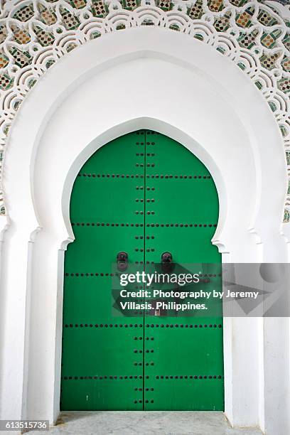door of mezquita de la kasbah, tangier - tangier kasbah stock pictures, royalty-free photos & images