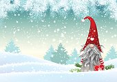 Scandinavian christmas traditional gnome, Tomte, illustration
