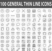 Set of 100 Thin Line Stroke General Icons Vector Illustration