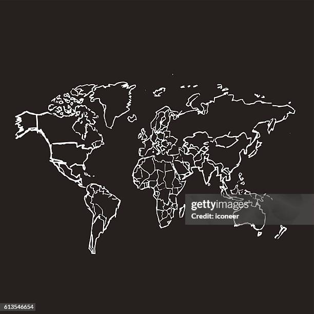 Flat World Map Lines High Res Illustrations - Getty Images