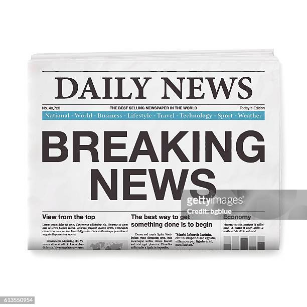 breaking news headline. newspaper isolated on white background - news event stock illustrations