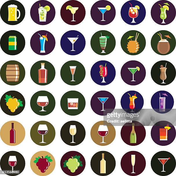 alcohol drink icons - cachaça stock illustrations