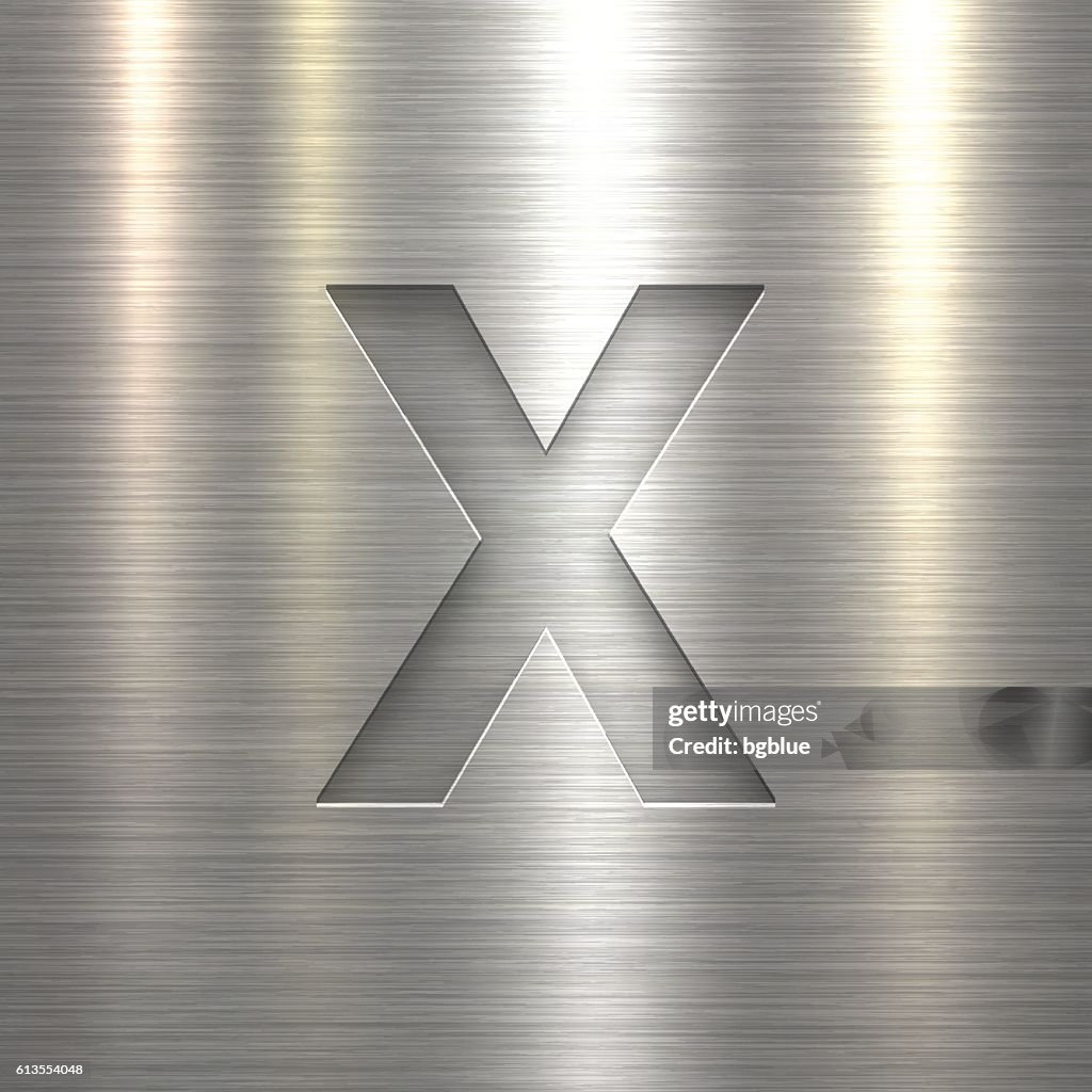 Alphabet X Design - Letter on Metal Texture Background