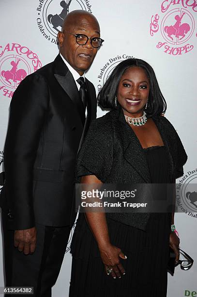 Actor Samuel L. Jackson and wife LaTanya Richardson Jackson attend the 2016 Carousel Of Hope Ball at The Beverly Hilton Hotel on October 8, 2016 in...