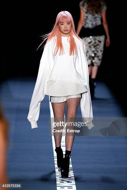Model walks the runway at the Vera Wang Collection show at The Arc, Skylight at Moynihan Station on September 13, 2016 in New York City.