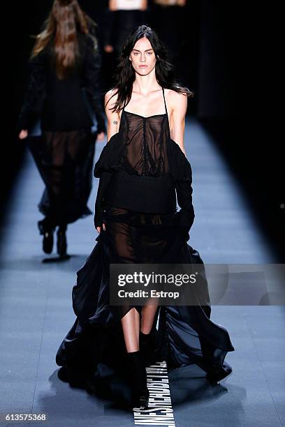 Model walks the runway at the Vera Wang Collection show at The Arc, Skylight at Moynihan Station on September 13, 2016 in New York City.