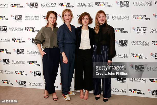Paula Beer, Sandra Huller, Liv Lisa Fries and Julia Jentsch attend the 'Face To Face With German Films' photocall during the 60th BFI London Film...