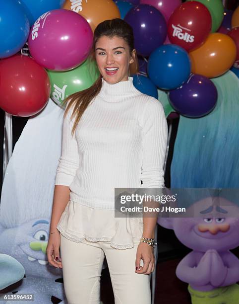 Amy Willerton attends the multimedia screening of "Trolls" at Cineworld Leicester Square on October 9, 2016 in London, England.