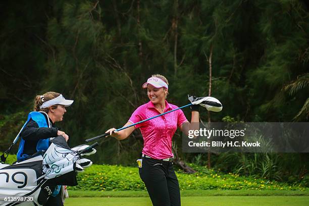 Brooke M. Henderson of Canada plays a shot in the Fubon Taiwan LPGA Championship on October 9, 2016 in Taipei, Taiwan.