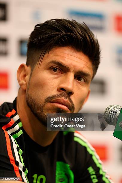 Oribe Peralta of Mexico looks on during a press conference at Nissan Stadium on October 07, 2016 in Nashville, Tennesse, United States.