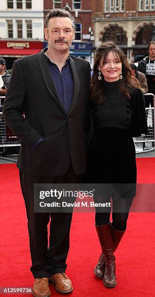 Julian Barratt and Essie Davis attend the 'Mindhorn' World Premiere screening during the 60th BFI London Film Festival at Odeon Leicester Square on...