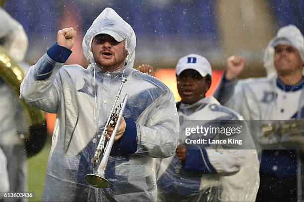 The Duke University marching band performs prior to the game between the Army Black Knights and the Duke Blue Devils at Wallace Wade Stadium on...