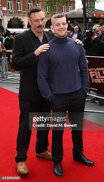 Julian Barratt and Russel Tovey attend the 'Mindhorn' World Premiere screening during the 60th BFI London Film Festival at Odeon Leicester Square on...