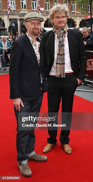 Sean Foley and Simon Farnby attend the 'Mindhorn' World Premiere screening during the 60th BFI London Film Festival at Odeon Leicester Square on...