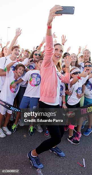 Television personality Pilar Rubio attends The Color Run on October 9, 2016 in Alcobendas, Spain.