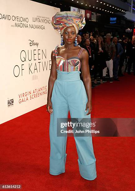 Actress Lupita Nyong'o attends the 'Queen Of Katwe' Virgin Atlantic Gala screening during the 60th BFI London Film Festival at Odeon Leicester Square...