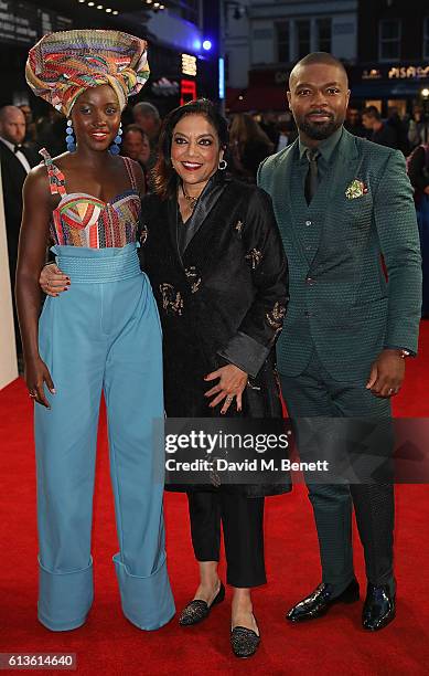 Lupita Nyong'o, Mira Nair and David Oyelowo attend the 'Queen Of Katwe' - Virgin Atlantic Gala screening during the 60th BFI London Film Festival at...