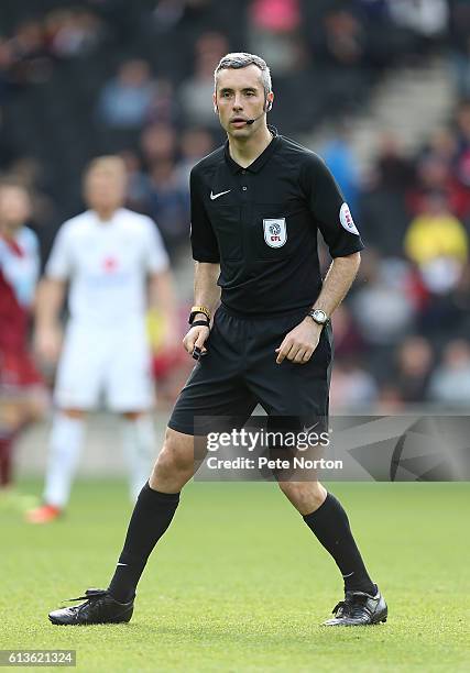 Referee Sebastian Stockbridge in action during the Sky Bet League One match between Milton Keynes Dons and Port Vale at StadiumMK on October 9, 2016...