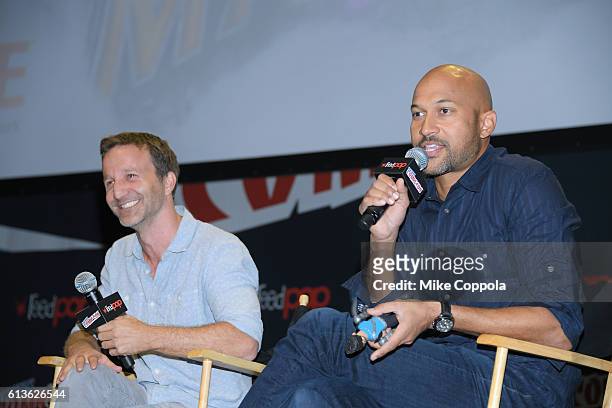 Actors Breckin Meyer and Keegan-Michael Key attend the SuperMansion panel on October 9, 2016 at Hammerstein Ballroom in New York City.
