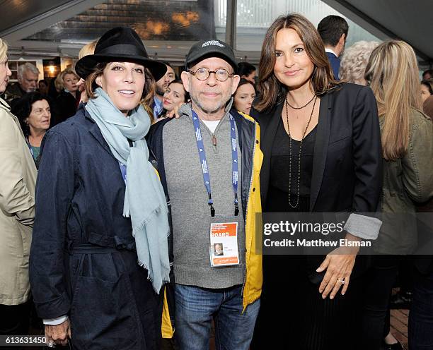 Peggy Siegal, Bob Balaban and Mariska Hargitay attend the Chairman's Reception during the Hamptons International Film Festival 2016 at Stuart Match...