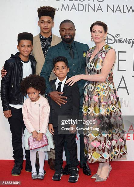 David Oyelowo and wife Jessica with family attend the 'Queen Of Katwe' - Virgin Atlantic Gala screening during the 60th BFI London Film Festival at...